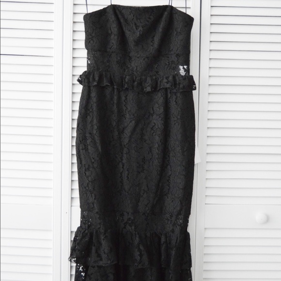 Jay Godfrey Black Ruffle Midi Dress - Picture 1 of 4